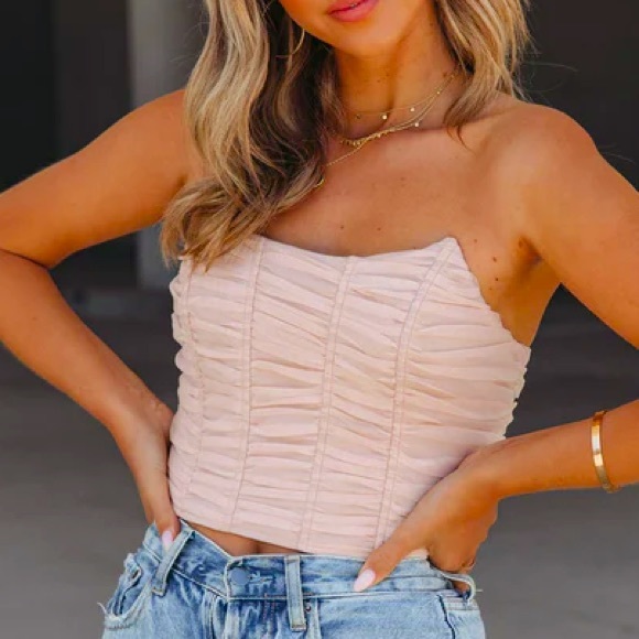 Tulle corset in blush. Size large - Picture 1 of 8